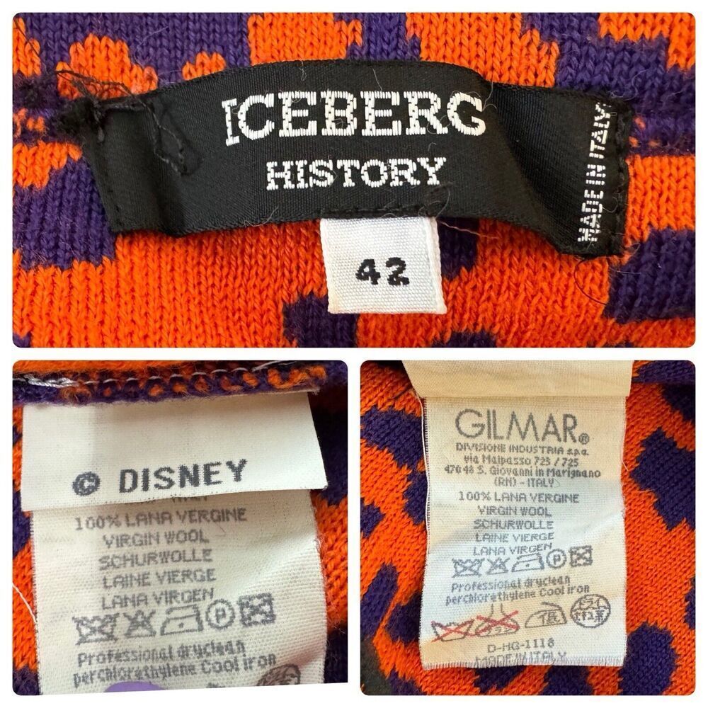 Vtg ICEBERG HISTORY DISNEY 101 Dalmatian Leopard Print Knit Maxi Skirt Size 42 - Picture 10 of 10